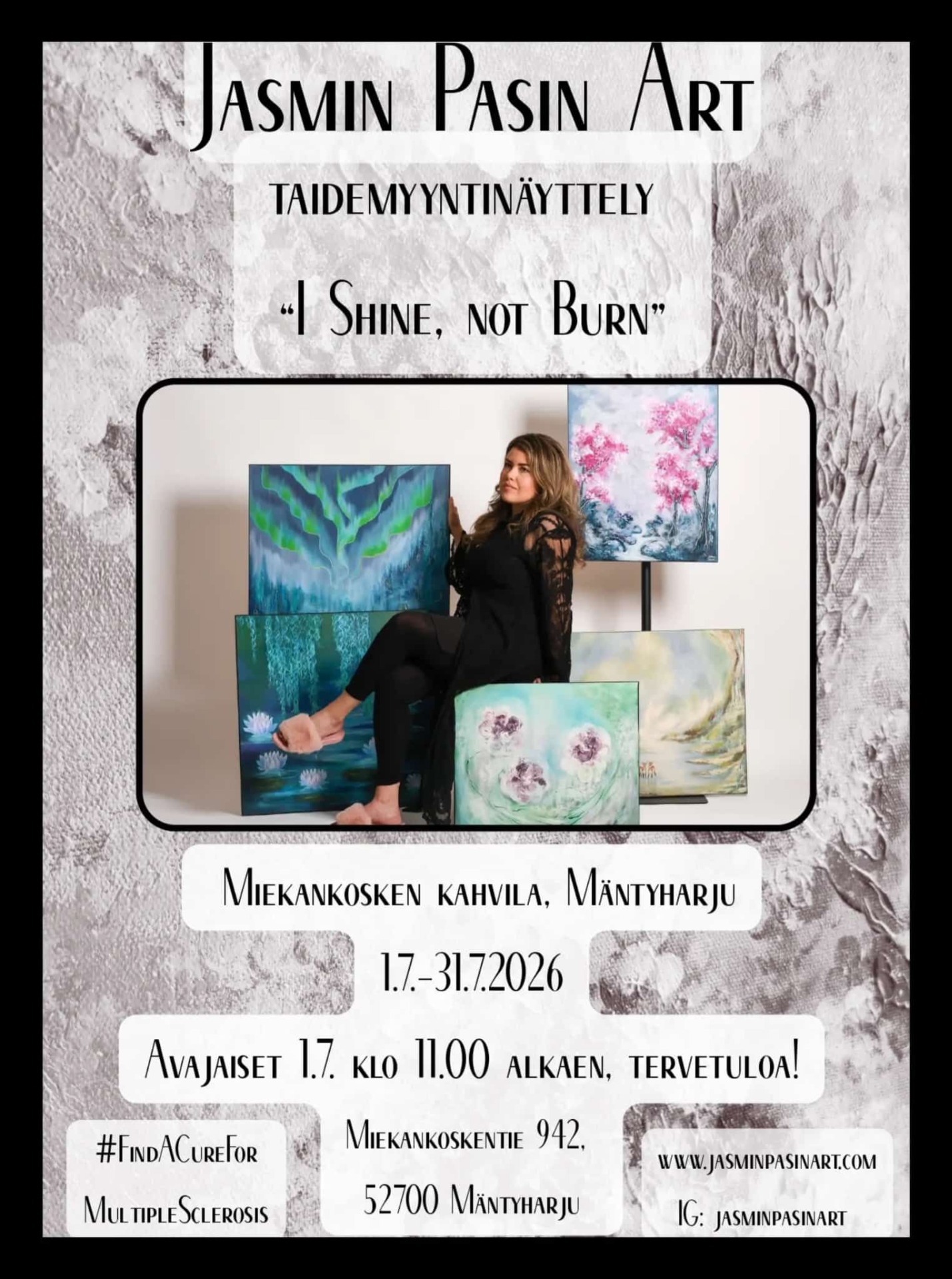 Jasmin Pasin art taidemyyntinäyttely 2026 mainos